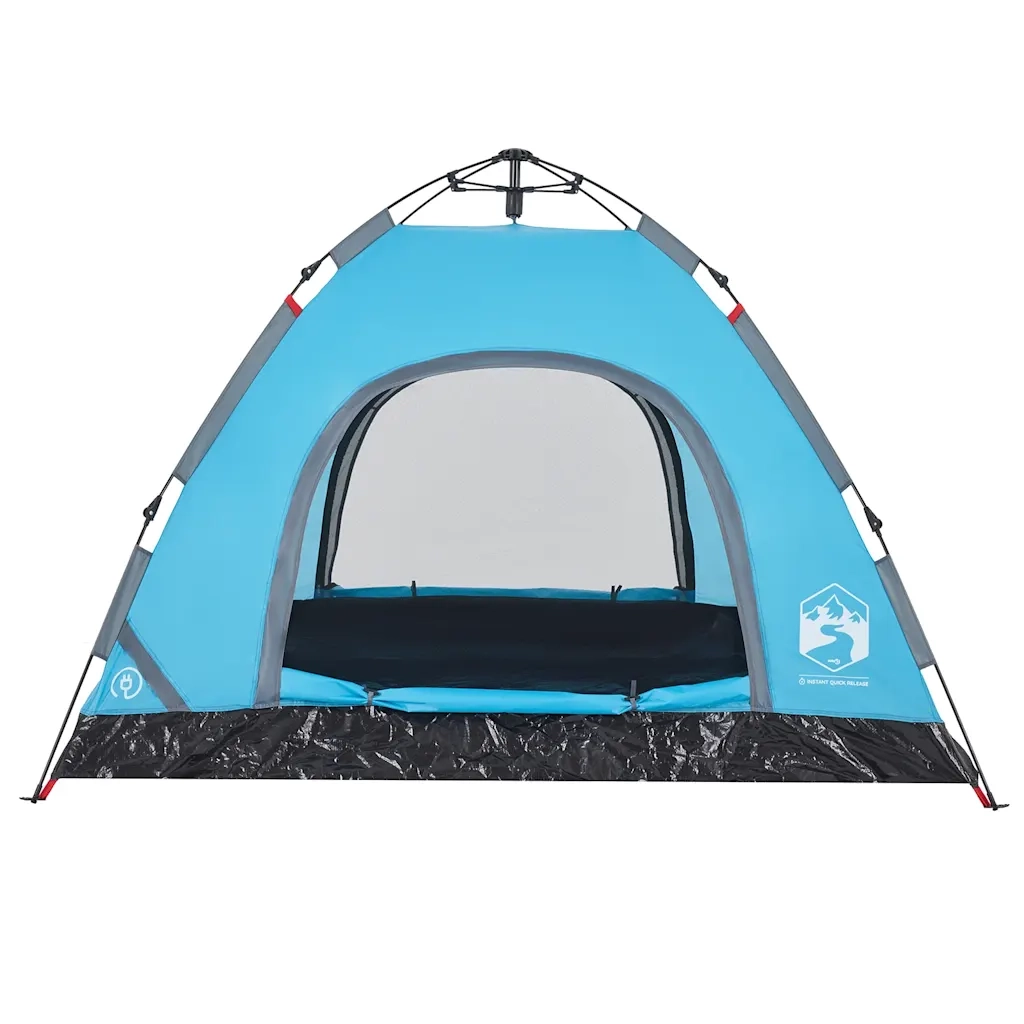 Tenda da Campeggio 3 Persone-Tenda per Escursionismo Blu a Rilascio Rapido