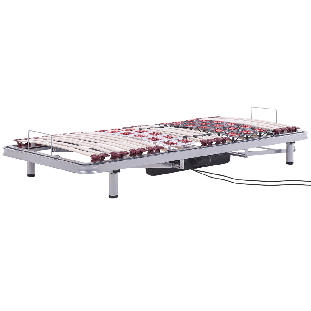 Set di 2 basi per letti singoli da 90 x 200 con doghe in legno massello regolabili elettriche con struttura in metallo