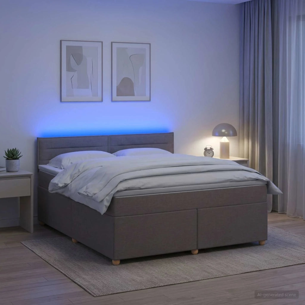Letto box spring con materasso Tortora 140 x 200 cm Tessuto 3452433