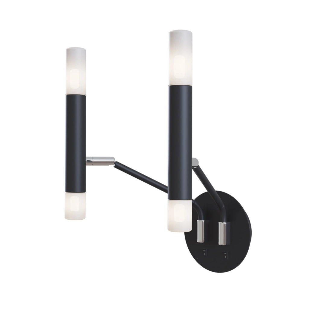 Applique Da Parete Moderno Vigo Metallo Nero Vetro 4 Luci G9 25W