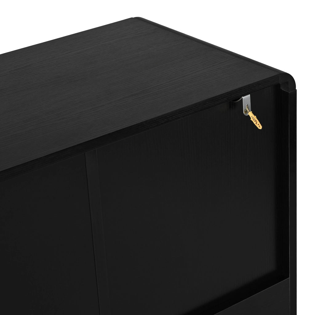 CREDENZA con 2 cassetti e 4 ante 140x38x89 cm Nero in MDF