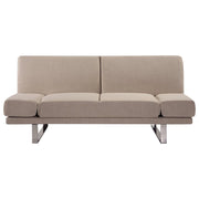 Divano Letto Rivestimento Tessuto Beige 4 Posti Meccanismo Click Clack Braccioli Regolabili