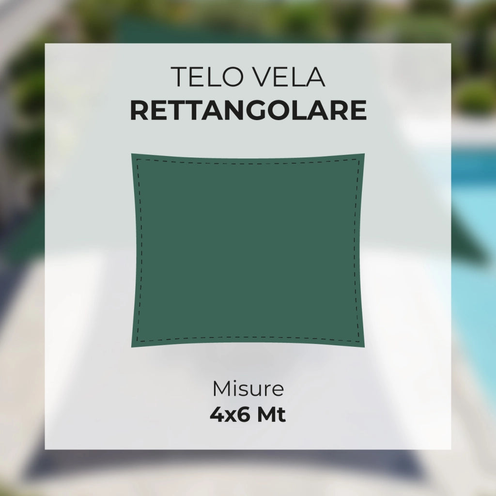 Tenda a Vela Ombreggiante Impermeabile con Anelli Rinforzati Copertura Sole per Giardino Terrazzo Balcone Patio Diverse Forme e Misure Verde - Rettangolare4x6 Metri