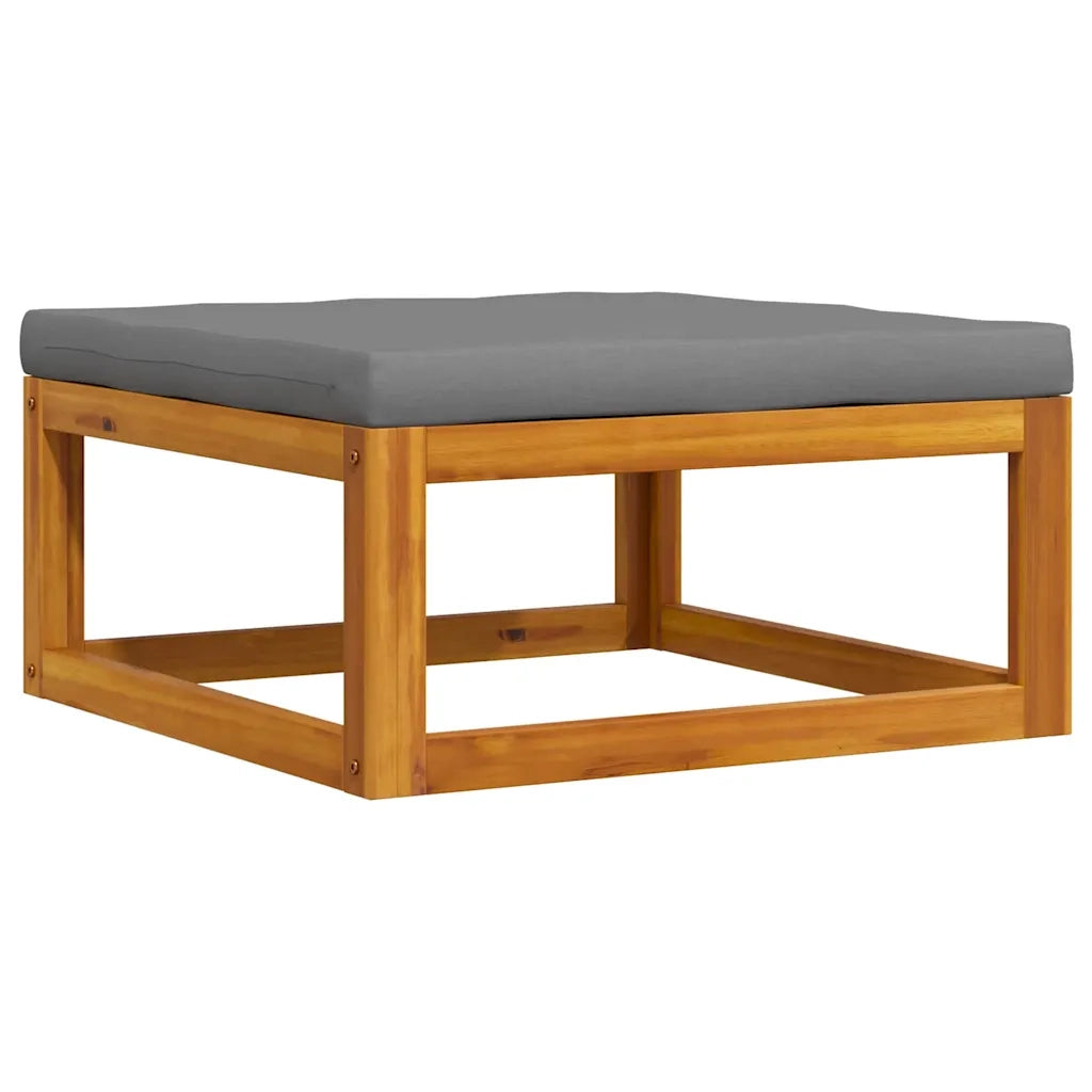 Sedia da giardino-Poggiapiedi con Cuscino Grigio Scuro in Massello d'Acacia 832934