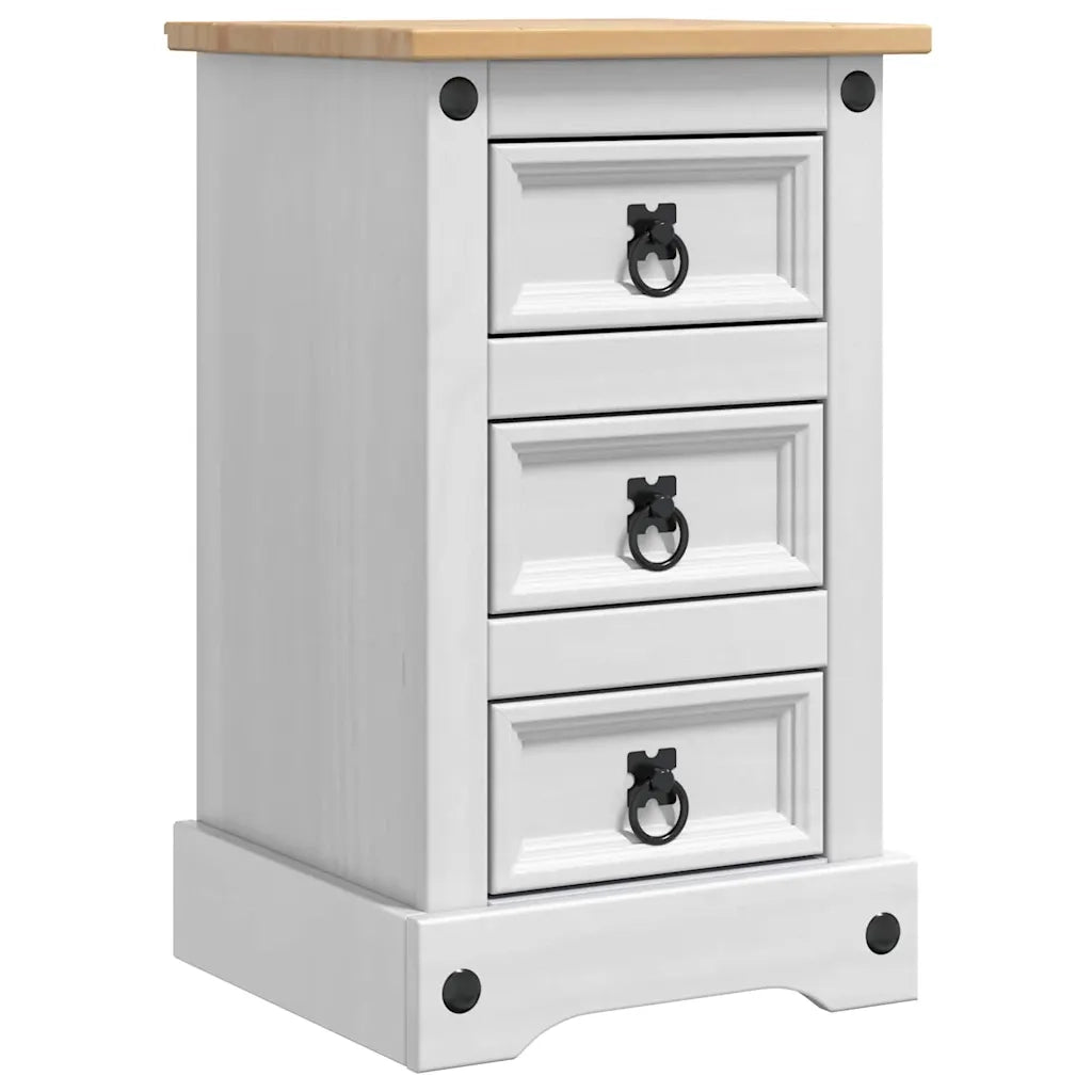 Comodino Corona Bianco 35 x 32,5 x 58 cm Pino massello 42021184