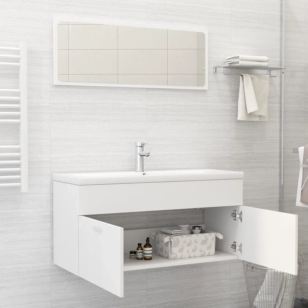 Set Mobili da Bagno 2 pz Bianco in Truciolato cod mxl 63962