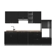 Cucina componibile Fame-Line Nero rigato/Antracite 280 cm, PL Rovere Vicco