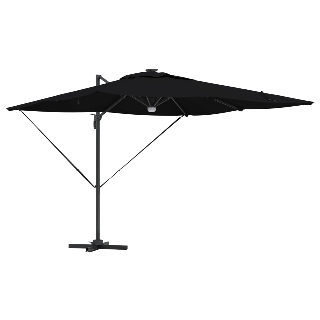Ombrellone Roma a sbalzo con LED neri 286x285x270 cm Alluminio