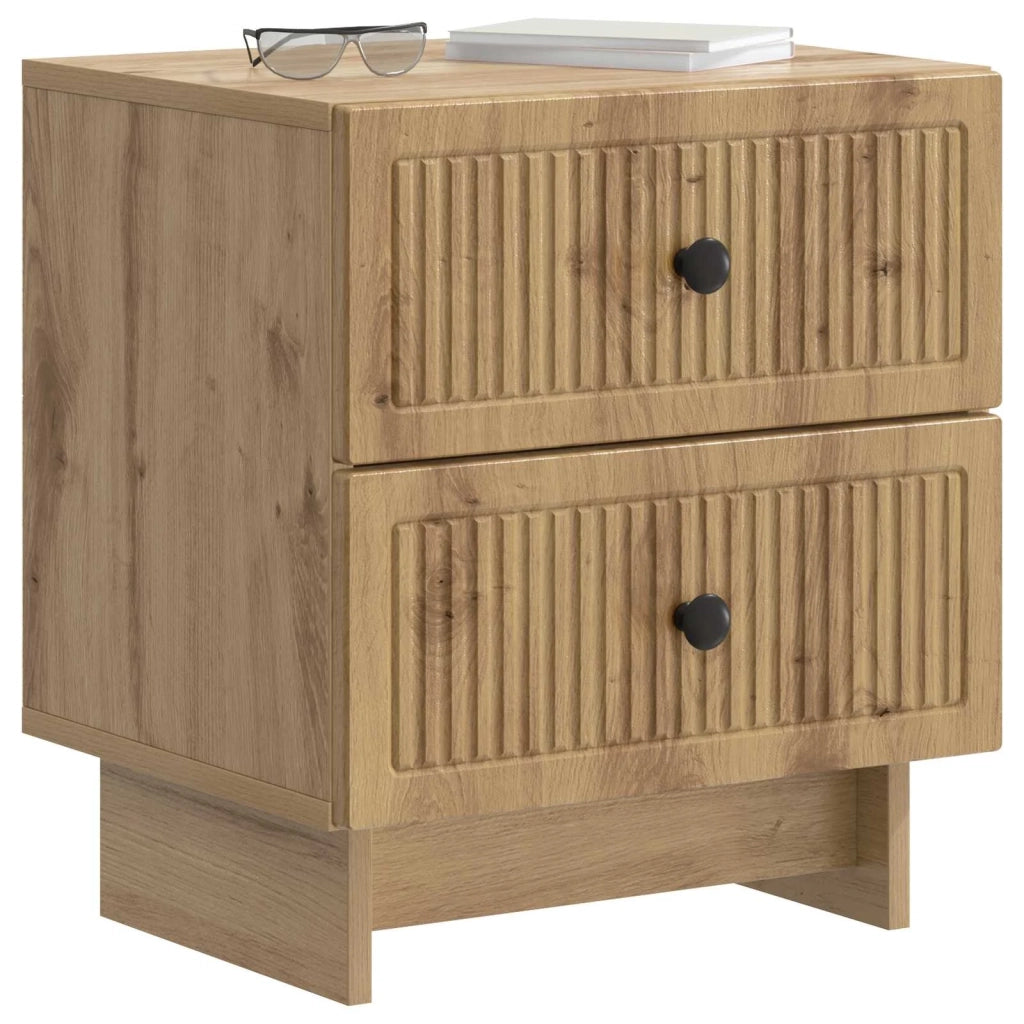 Set di 2 Comodini | Armadio da Notte | Mobiletto da notte Rovere Artigianale 43 x 34,5 x 47,5 cm