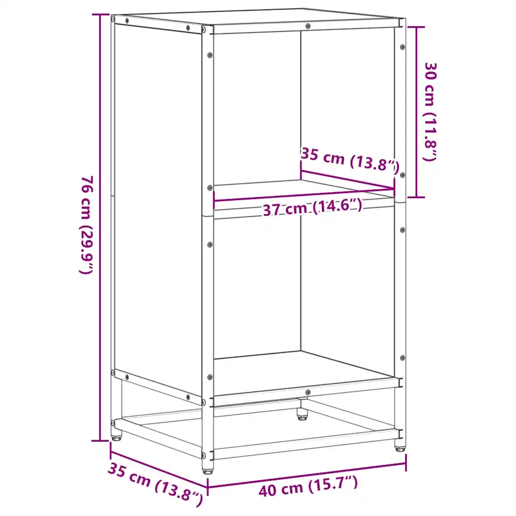 Libreria-Scaffale per Libri-Mobile di Stoccaggio Rovere Sonoma 40x35x76 cm in Legno Multistrato