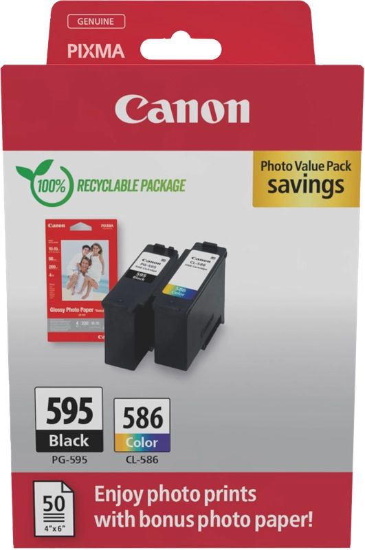 Canon PG595/CL586 PVP cartuccia d'inchiostro 2 pz Originale Nero, Ciano, Magenta, Giallo