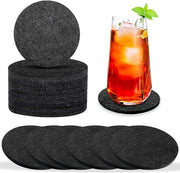 Onderzetters in vetro a forma di cerchio (16 pezzi), con superficie antiscivolo, resistente al calore, lavabili, design per bicchieri, tazze, calici, bar e tavolo, in vetro opaco grigio scuro