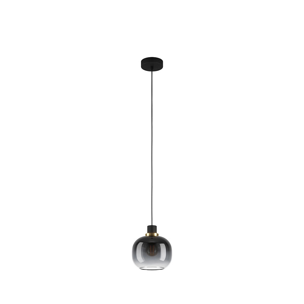 Lampadario Contemporaneo Oilella 1 Luce Acciaio Nero E Ottonediffusore Nero