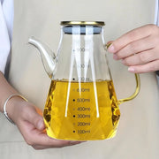 Olio di oliva vetroso - Olio di oliva vetroso per la cucina, olio di oliva da cucina con apertura ampia, coperchio e manico (900 ml)