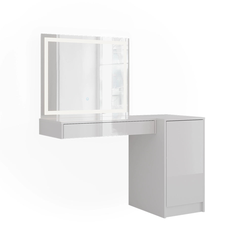 Vicco Tavolo da toeletta Bianco/bianco lucido 120 cm 3 parti