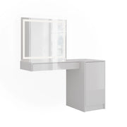 Vicco Tavolo da toeletta Bianco/bianco lucido 120 cm 3 parti