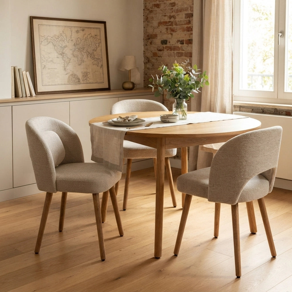 Set di 2 Sedie da Pranzo in Legno con Cuscino Imbottito