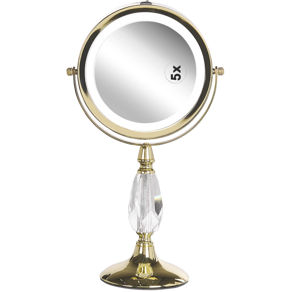 Specchio da tavolo double face per trucco a LED metallo Nero ø 18 cm 1x / 5x