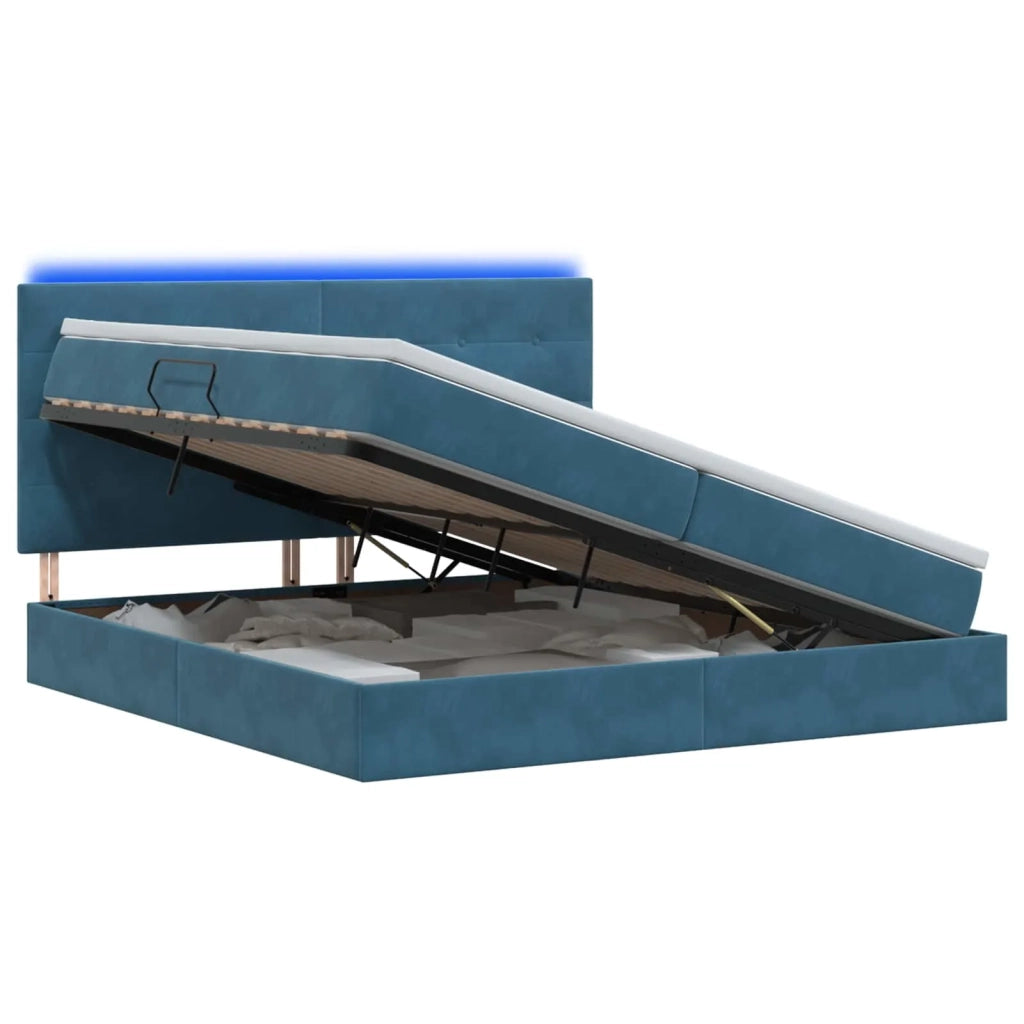 Letto con contenitore LED e materasso Blu Scuro 200 x 200 cm 3460156