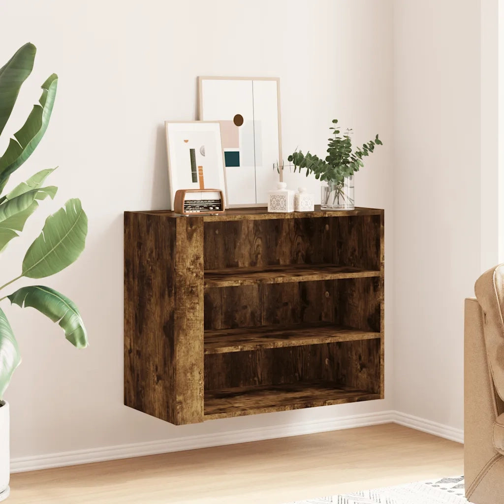 Armadietto a Muro Rovere Fumo 75x35x60 cm in Truciolato