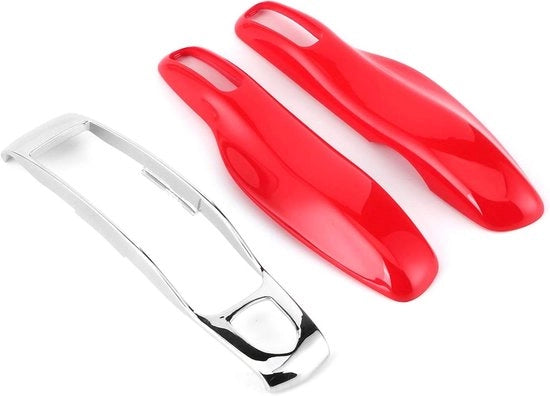 Sostegno per chiavi Trim 3 pezzi - Coprimozzi per Porsche Macan/Cayenne/Panamera - Rosso e Argento - Accessorio di lusso per auto - Coprimozzi utile - Design stilevole