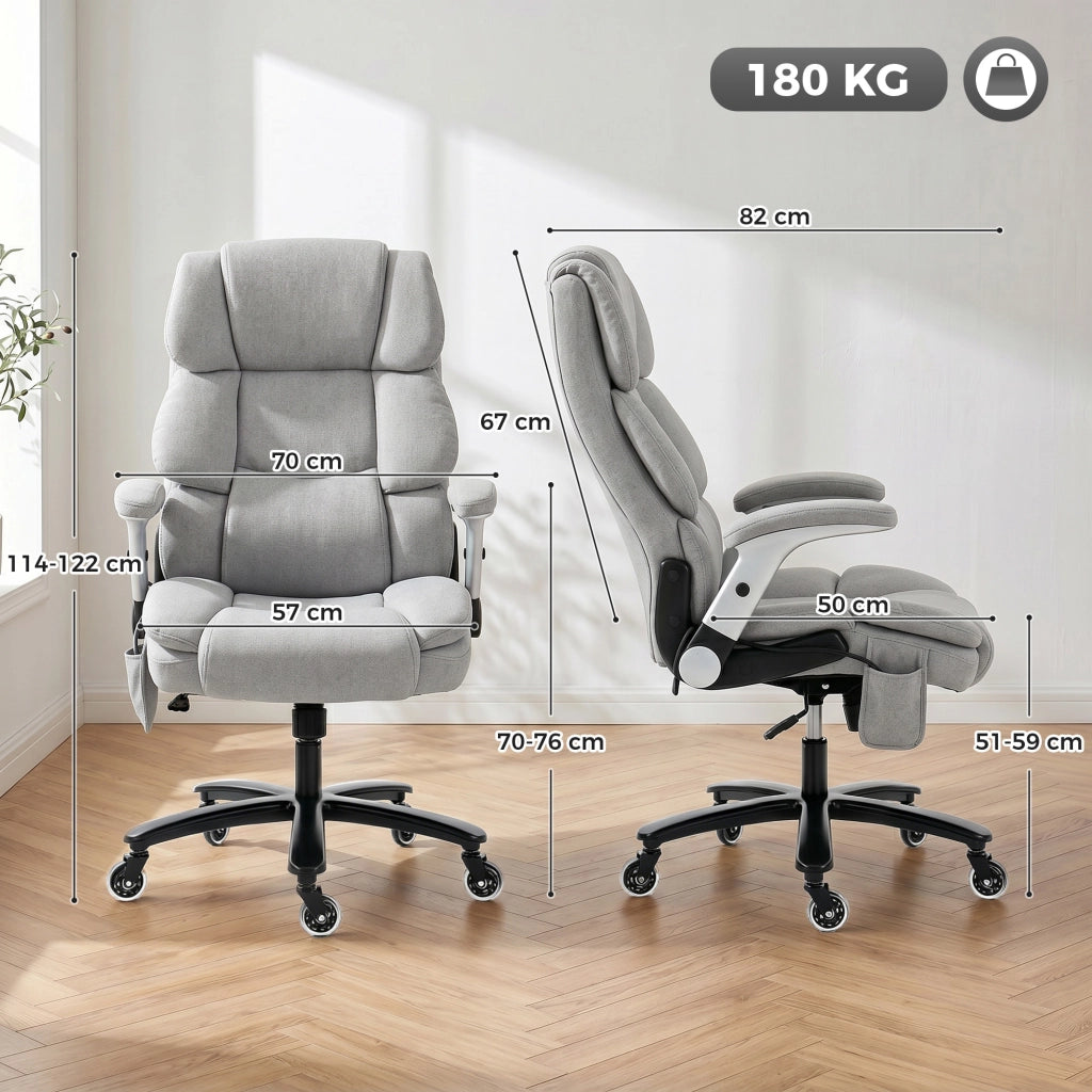 Sedia da ufficio con supporto lombare ¨C Minimal ¨C grigio chiaro, imbottita, braccioli regolabili