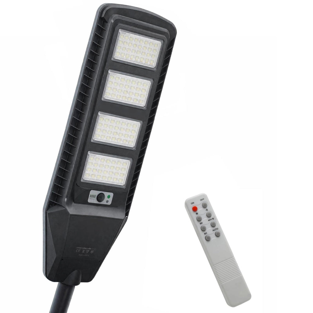 Armatura Stradale con Pannello Solare Integrato LED 225W IP65 con Sensore Crepuscolare Luce Sicurezza Giardino Cancello