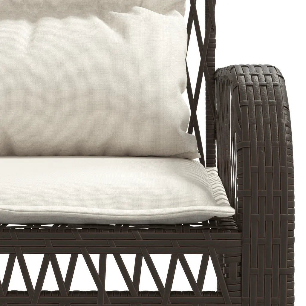 Set Divano da Giardino 4 pz | Set Salotto da Giardino con Cuscini Marrone in Polyrattan