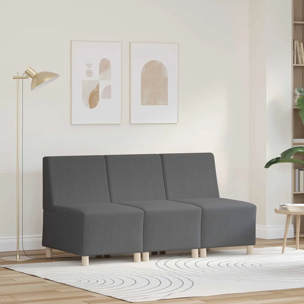Unità di Divano Modulare Senza Braccioli 3 pcs Grigio scuro