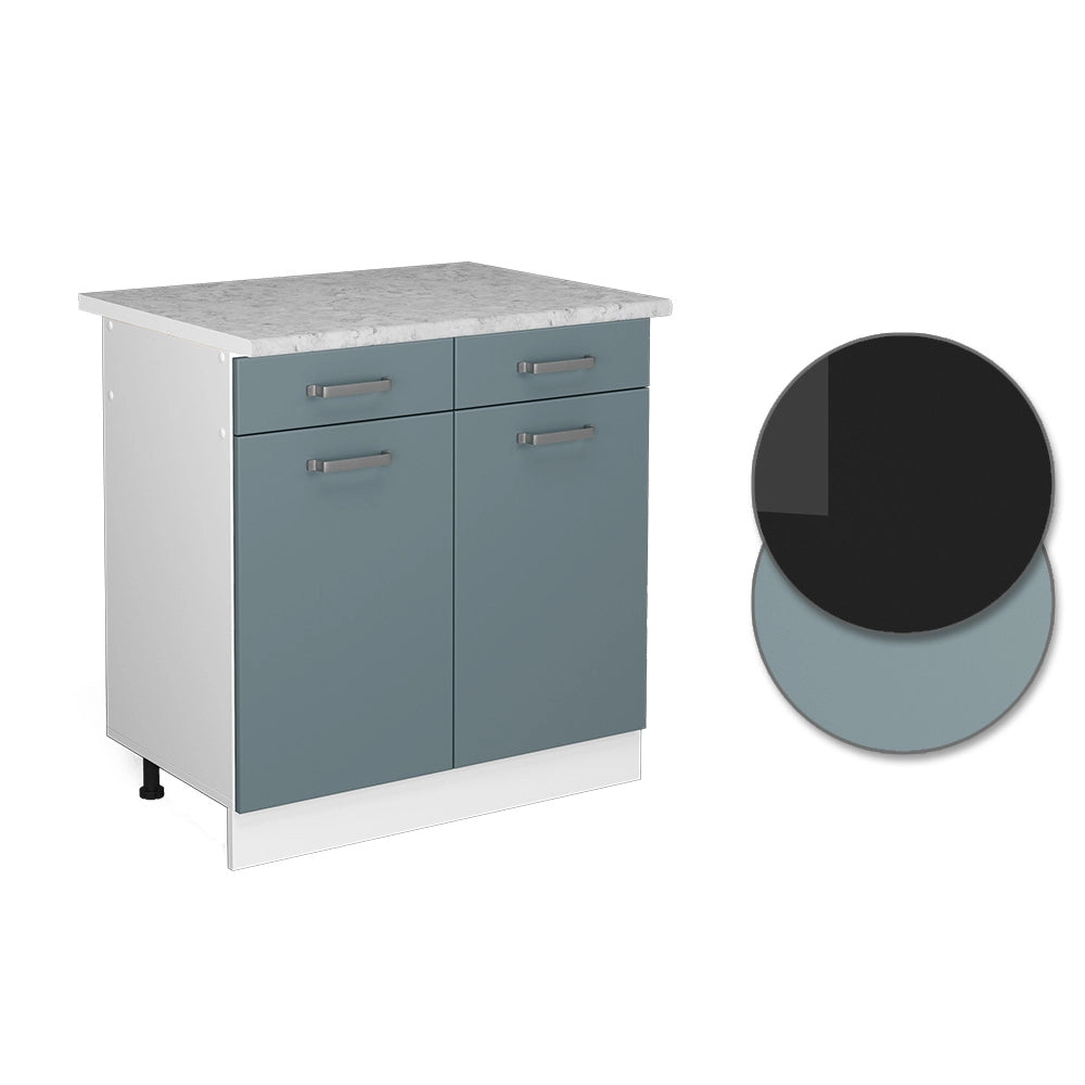 Vicco Base universale Grigio-blu 80 cm con cassetti e ante, con piano di lavoro