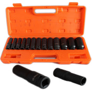 Trade Shop - 15 Bussole Per Pistola Avvitatore Pneumatica Esagonali Attacco 1/2" Da 10-32 Mm -