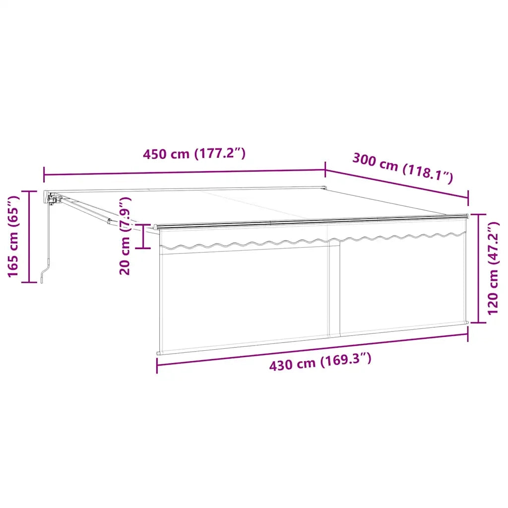 vidaXL Tenda Retrattile Antracite 450 × 300 cm Tessuto