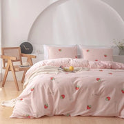 Set di Cuscini per Bambini con Disegno di Fragole e Progettazione Inversibile in Rosa