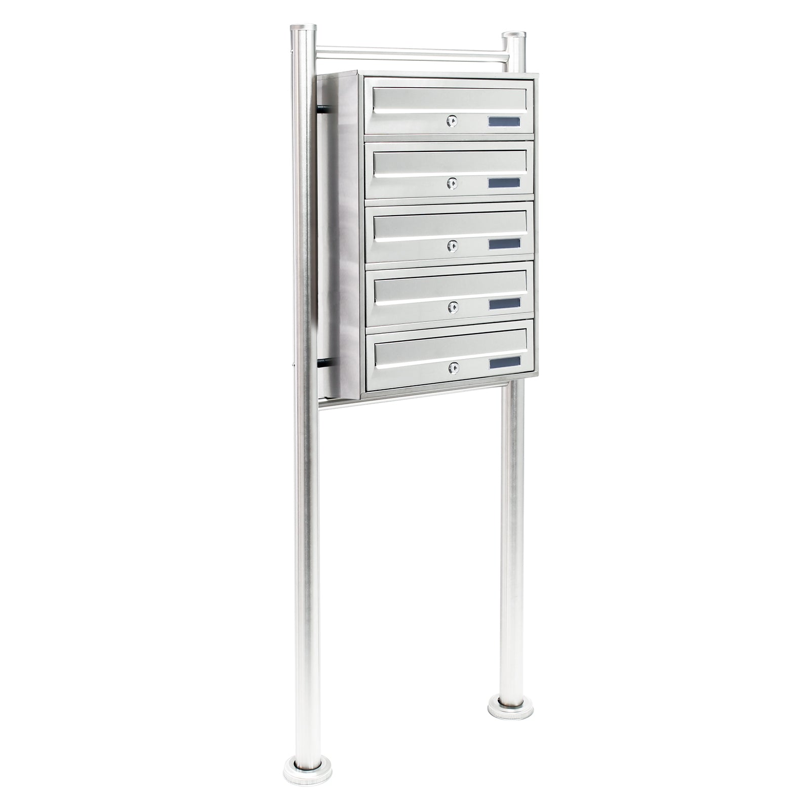 Cassetta postale condominiale autoportante 5 posti, acciaio inox, 1 modulo, 556 x 270 x 1500 mm