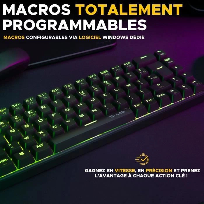 Tastiera da gioco a tripla modalità - The G-Lab - KEYZ TITAN - Meccanica (interruttore rosso) - Wireless - RGB