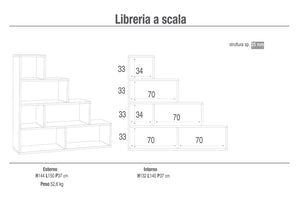 Libreria a Scala 4 Ripiani 150x144x38 cm Ossido Bianco