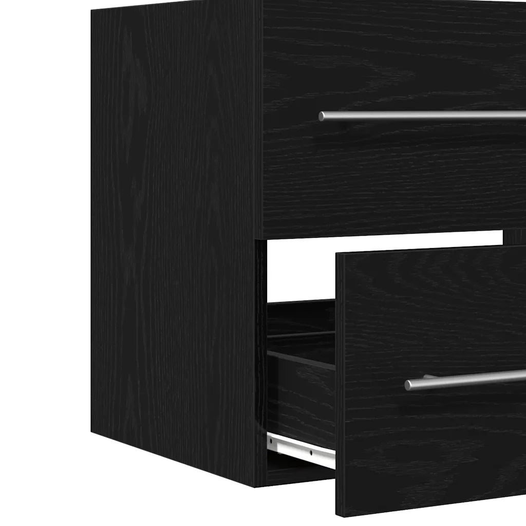 Mobile Lavabo da Bagno Rovere Nero 60x38,5x48 cm in Truciolato