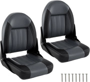 Set di 2 Sedie da Barca, Sedili Alti da Barca Pieghevole Morbide Imbottite Spesse, Sedile Nautica Ergonomico per Imbarcazioni da Pesca, 46 x 52 x 58 cm, Nero e Grigio