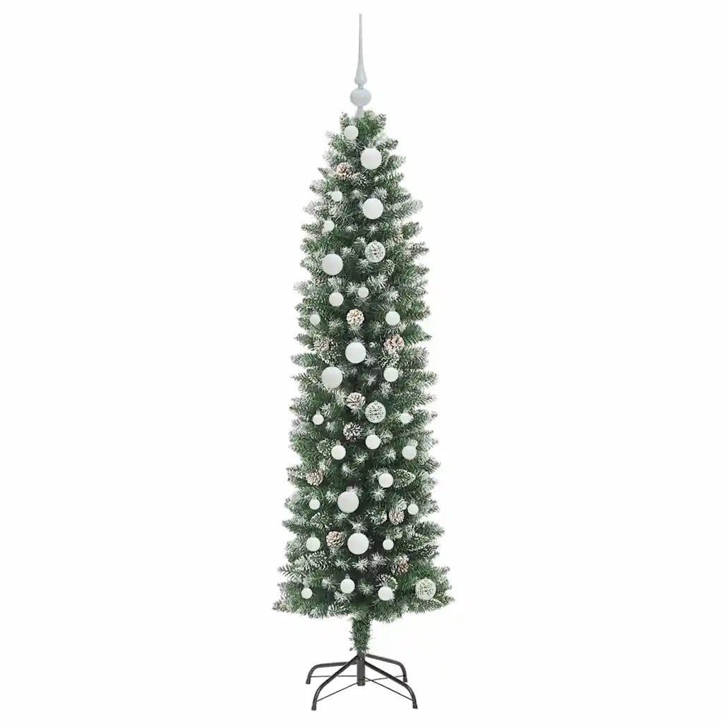 Albero di Natale Artificiale Sottile Verde e Bianco 150 cm 3395284