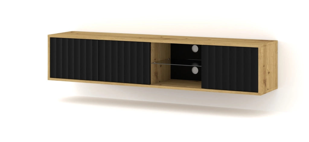 MOBILE VINA PORTA TV 156 ROVERE ARTIGIANALE NERO OPACO
