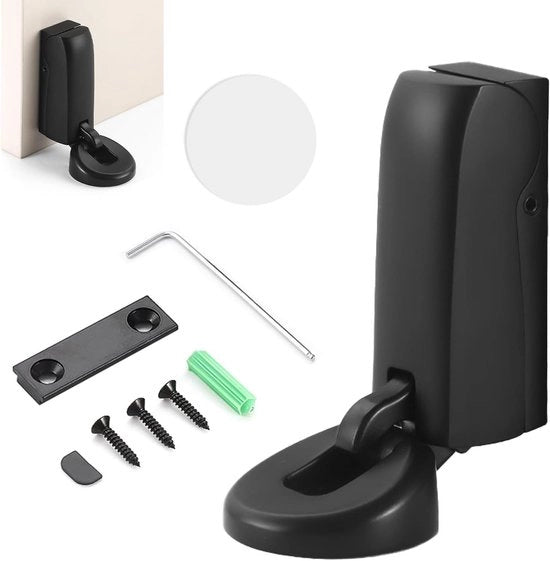 Stopper magnetico premium in acciaio inox con adesivo 3M | Sostegno per camera da letto, ufficio e hotel | Attacco autoadesivo | Solido e duraturo (nero)