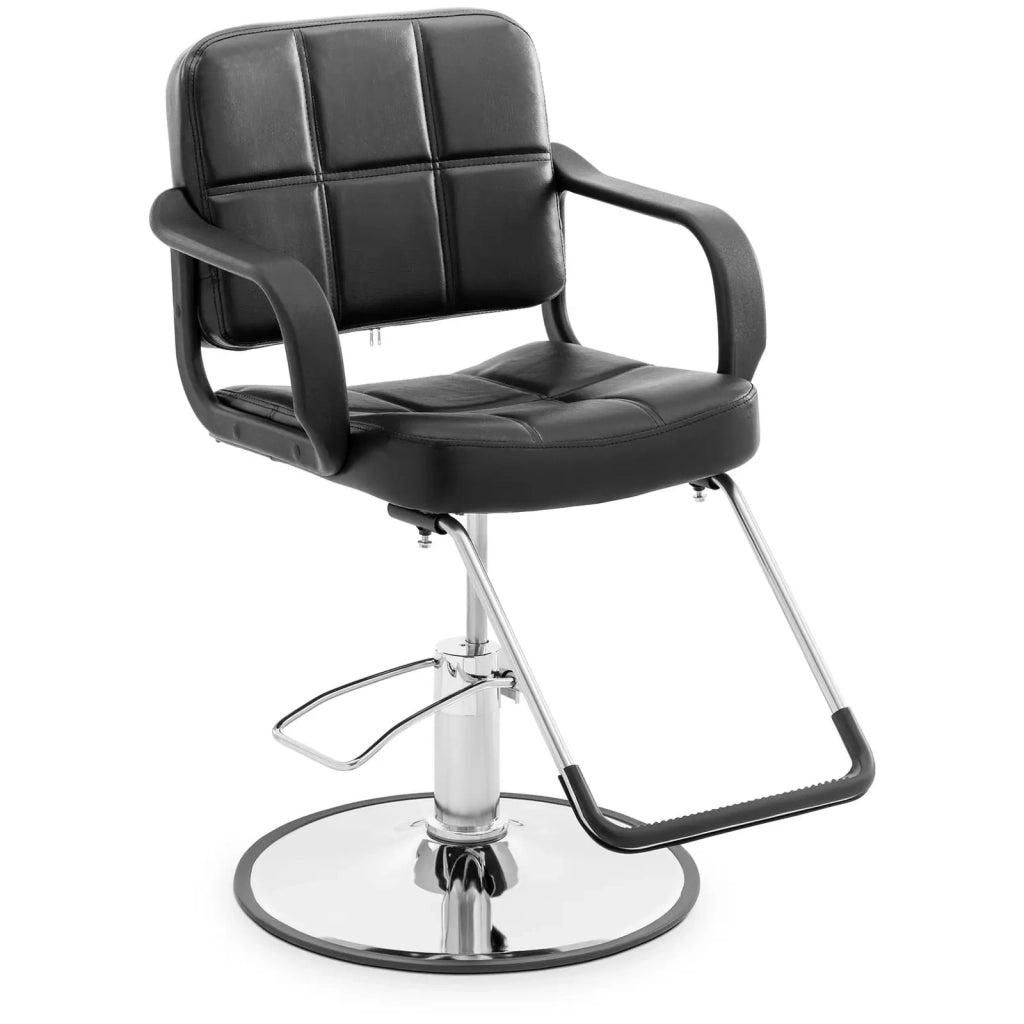 Poltrona da barbiere con poggiapiedi 64 cm 170 kg acciaio PU nero schiuma nera 14_0008941