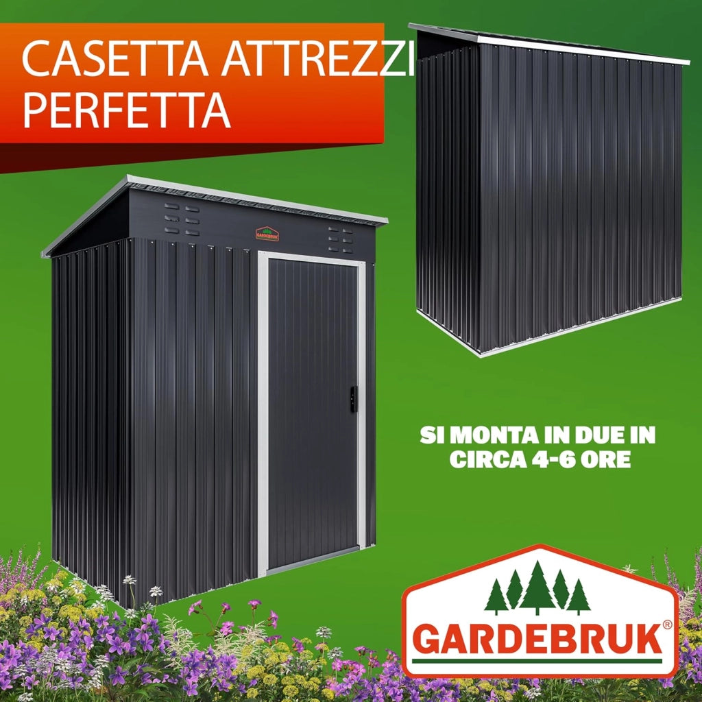 Casetta da Giardino Porta Attrezzi 185x165x90cm 1,5m² con Porta Scorrevole Armadio da Esterno in Metallo