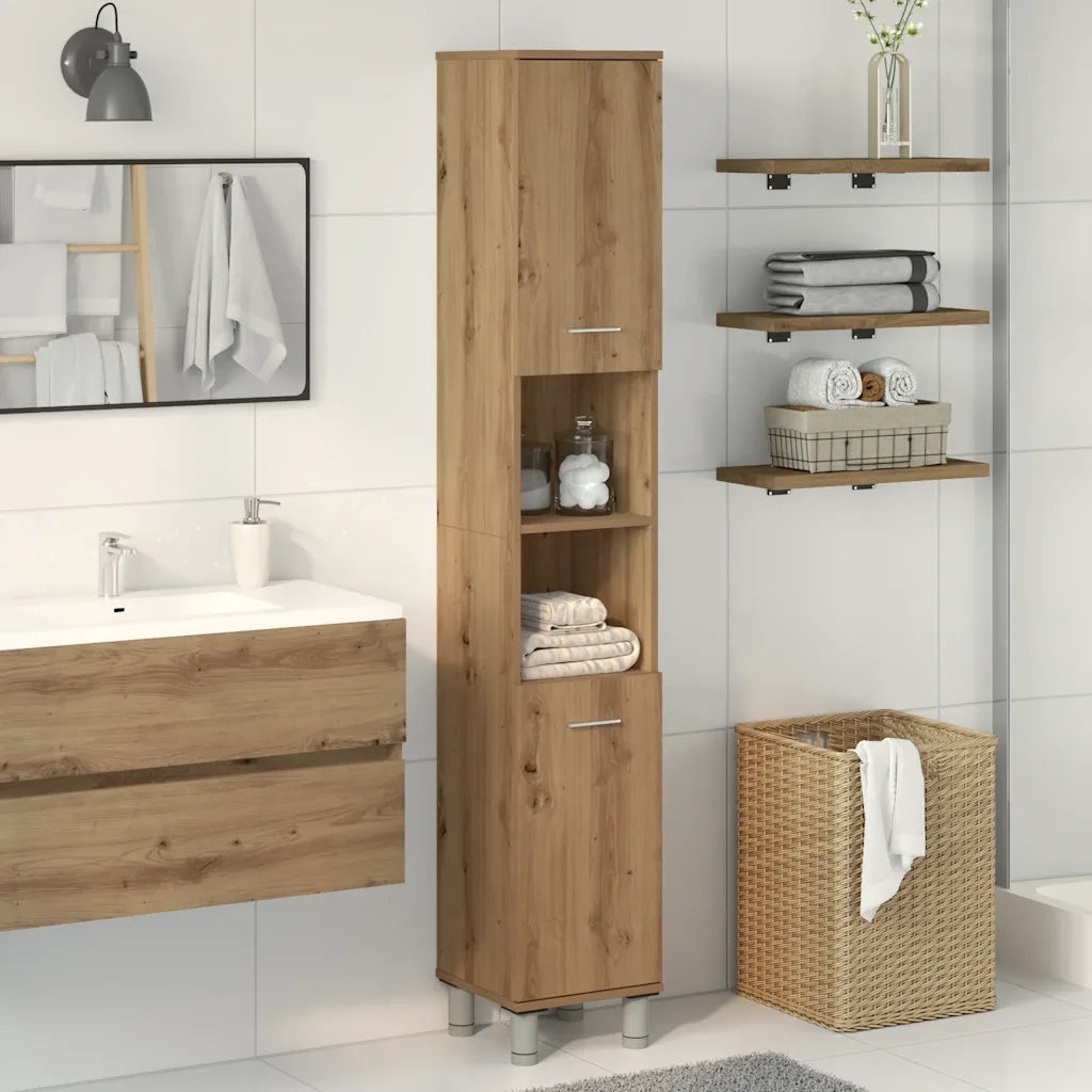 Mobiletto da Bagno Rovere Artigianale Legno Multistrato