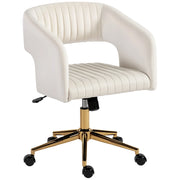 Sedia da Ufficio Girevole con Rotelle ¨C Xylo ¨C Velluto Crema, Altezza Regolabile