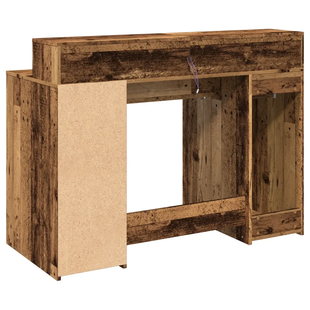 Scrivania con Luci LED Legno Antico 120x55x91 cm in Multistrato 3309418