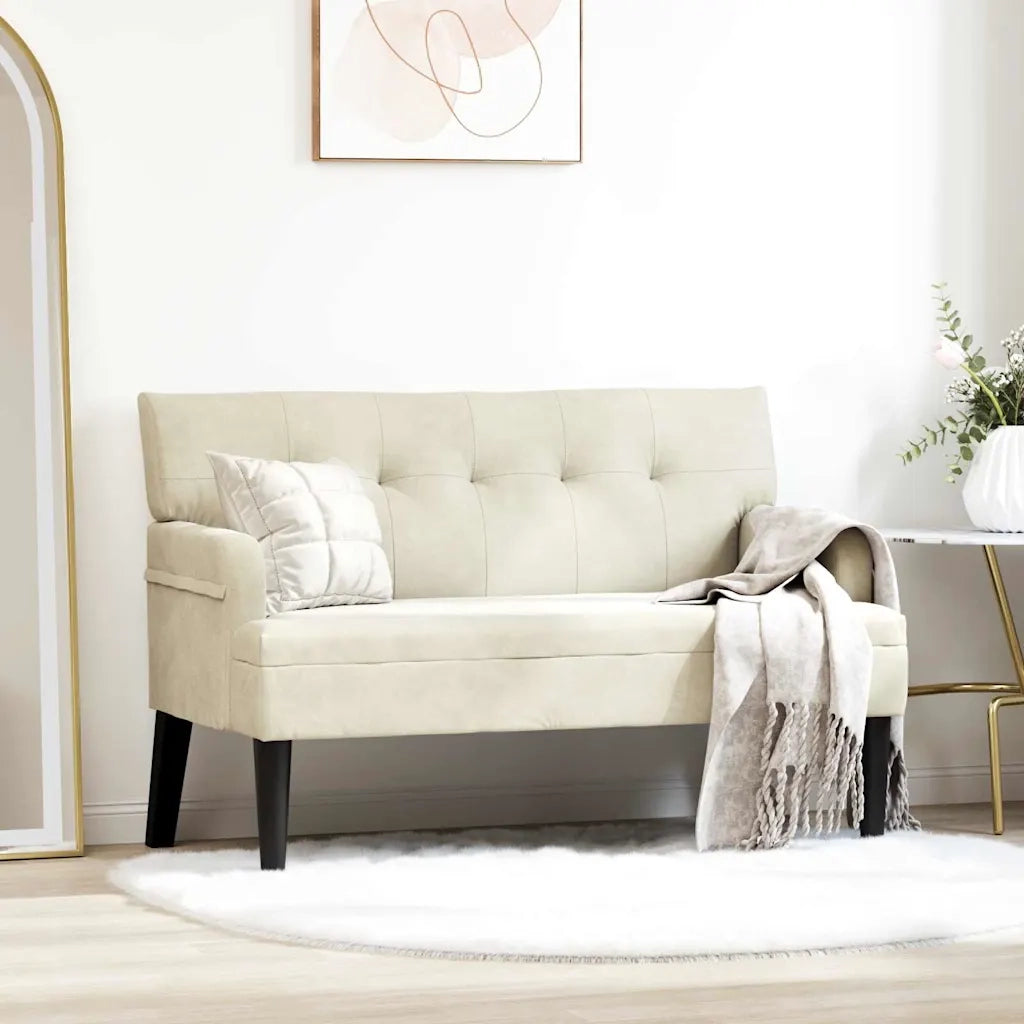 Panca Chesterfield Crema 112 x 65,5 x 75 cm Velluto 42019293