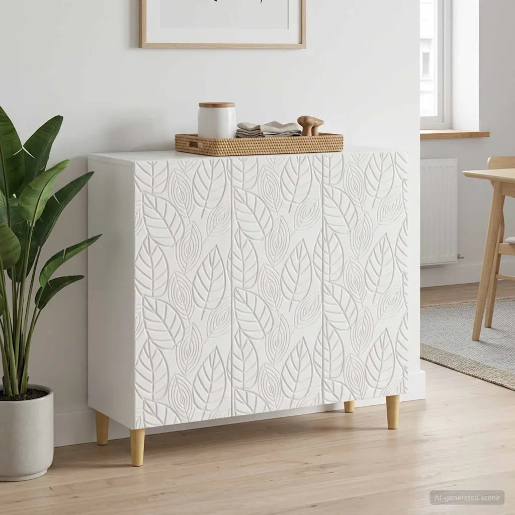 Credenza Bianco Lucido 89 x 34,5 x 80 cm Legno ingegnerizzato 895109