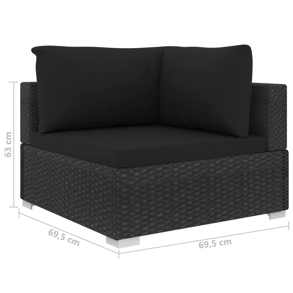 Set Divani da Giardino 10 pz con Cuscini in Polyrattan Nero 48310