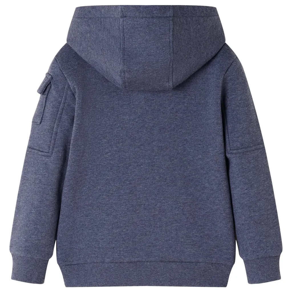 Felpa con Cappuccio e Cerniera per Bambini Blu Scuro Mélange 92 12949